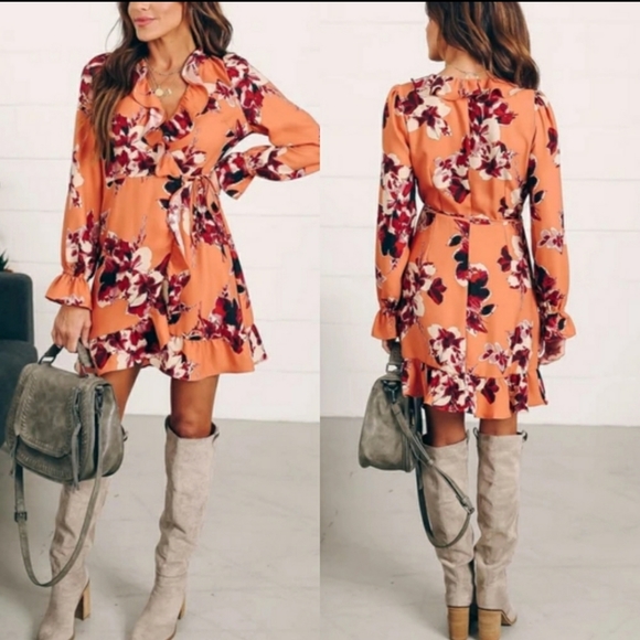 Surplice Ruffle Flounce Wrap Dress Sold by Vici - Picture 4 of 7